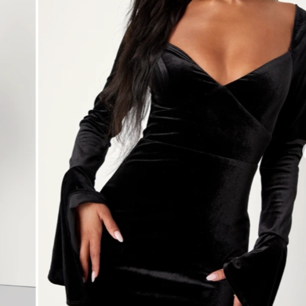 LULU's Prom Wedding Sexy PinUp Vibes Romantic Elegant Velvet Maxi Dress - Picture 6 of 6